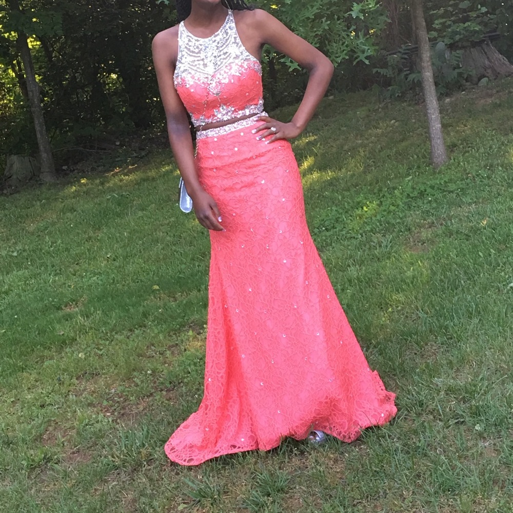 Two piece mermaid prom dress